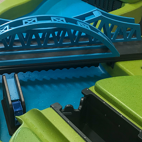 close up of a bridge on the water table